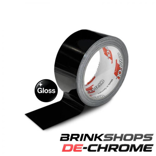 De-Chrome Wrapfolie Glans Zwart 25mtr x 100mm